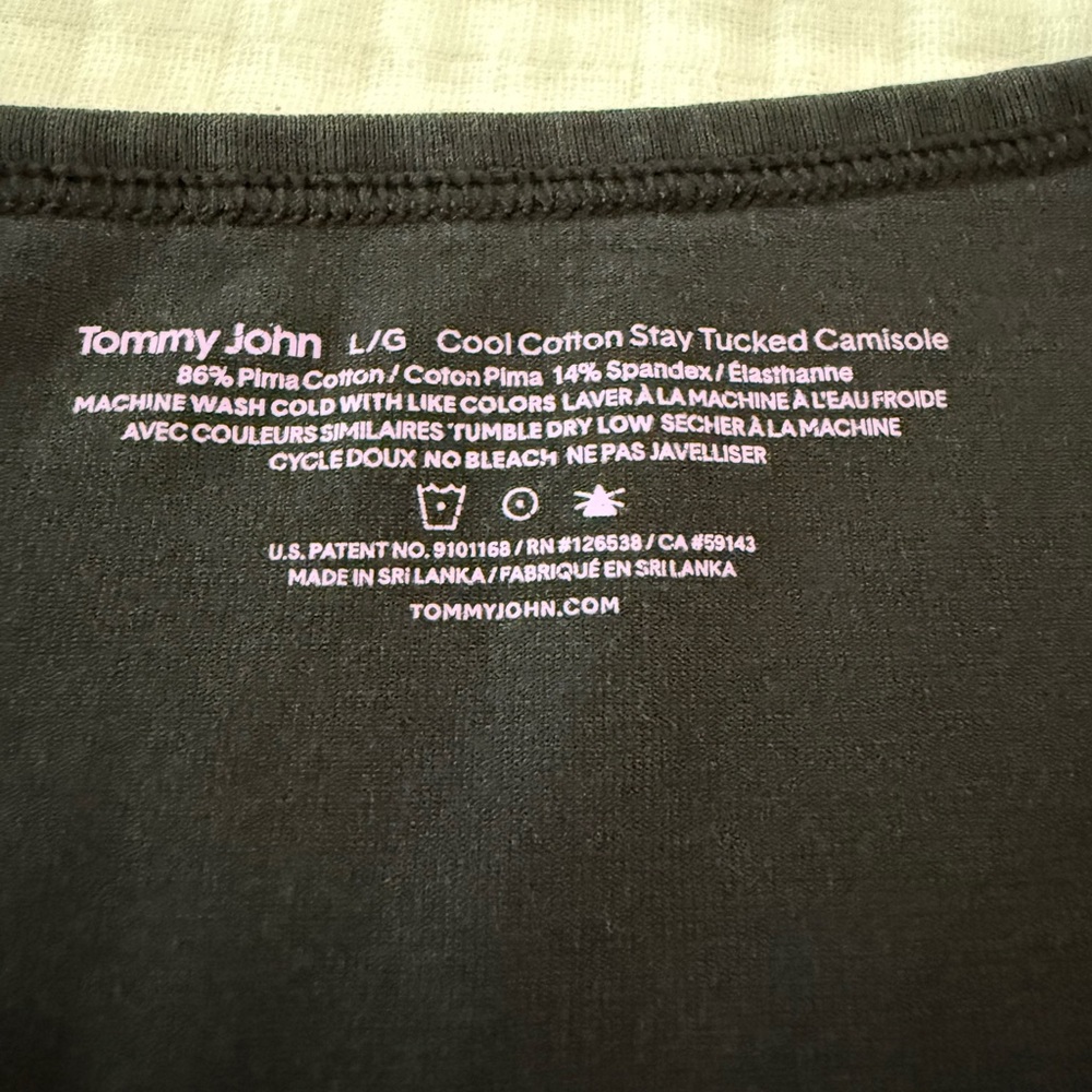 Tommy John Cool Cotton Stay Tucked Camisole, Black, Size Large - Picture 3 of 3